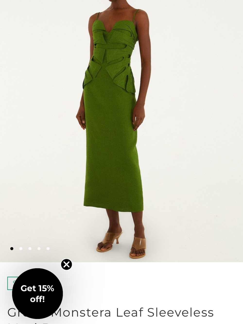 FARM Rio Olive Green Monstera-Detail Maxi Dress